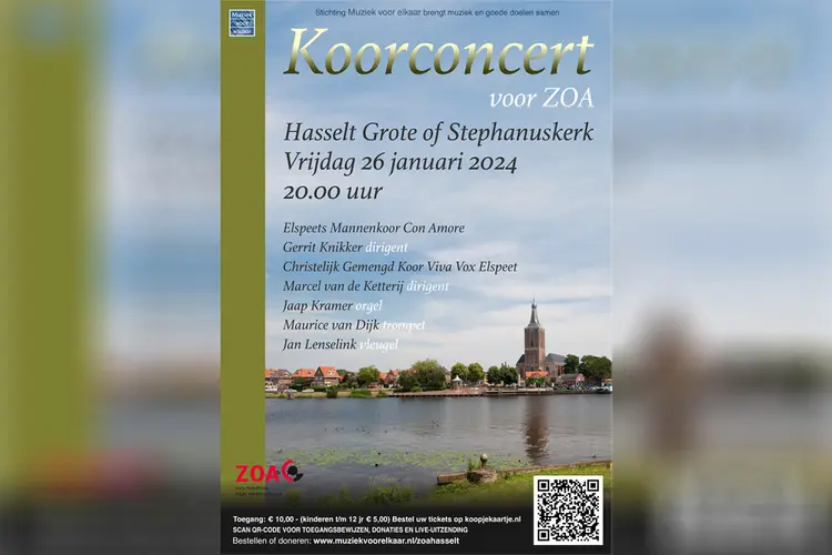 Koorconcert voor ZOA in Hasselt op 26 januari 2024